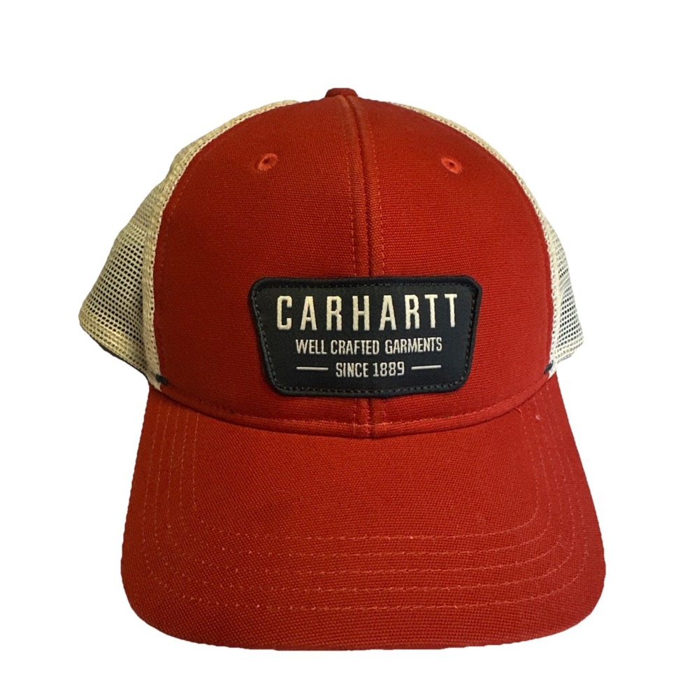 Carhartt Red/White Hat‎ Cap Snap Back Mesh Trucker Patch One Size Workwear